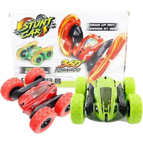 2.4Ghz Remote Control Cars Stunt Rc Car High Speed Flashing 3D Flip roll Green & Red Electric Race Double S Toys Christmas gift