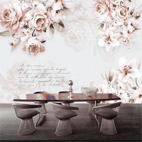 Milofi custom large non-woven wallpaper mural retro rose lily background wall decoration painting