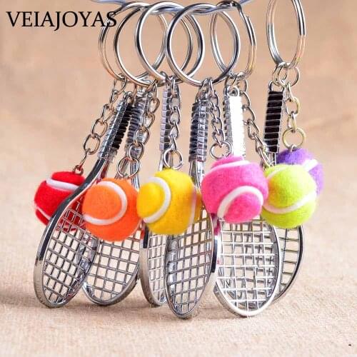 Fashion Tennis Racket Keychain Cute Sport Mini Tennis Tools Keychains Car Pendant Keyring Sports Key Chain Who love sports Gifts