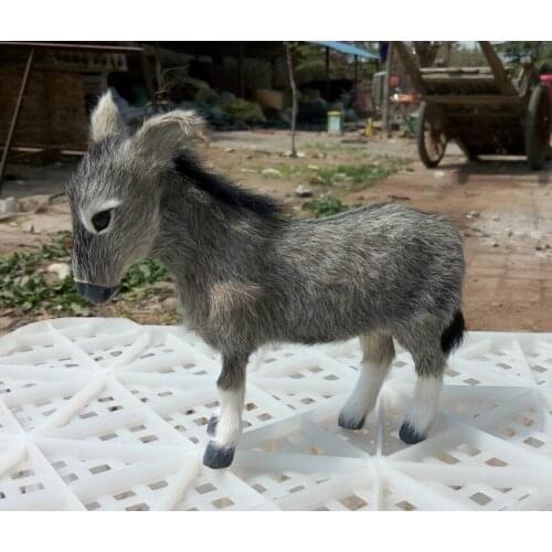 Simulation cute standing donkey 22x18cm model polyethylene&furs donkey model home decoration props ,model gift d315