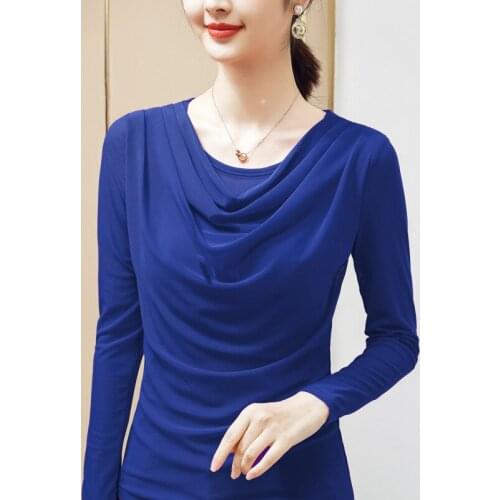 Fashion Office Lady Sexy O-Neck Long Sleeve Mesh T-Shirt M-5XL Women Spring Summer Casual Top Tees Clothing Girls' Party Shirt