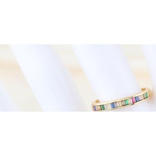 Fashion Brand Rainbow Thin Women Rings Copper Europe and America Jewelry for Girl Female Wedding Girlfriend Gift anillos