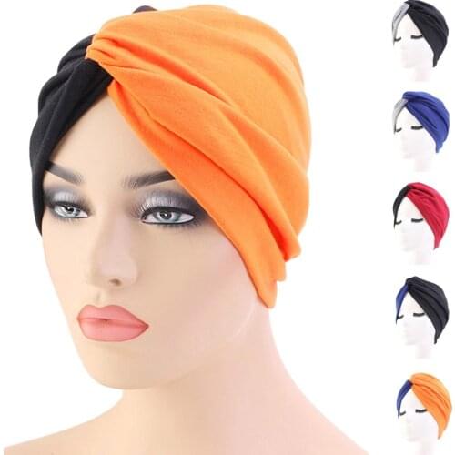 Muslim Women Cancer Hat Chemo Cap Hair Loss Head Scarf Turban Wrap Cover Wrench Bonnet Patchwork Beanies Skullies Fashion