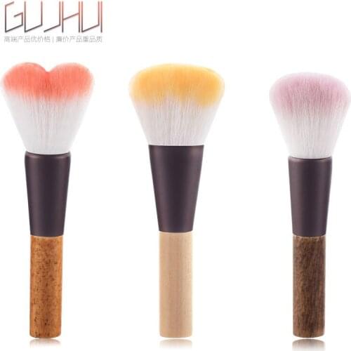 Single Loose Powder Foundation Brush Set High Quality Wooden Foundation Brush Eye Shadow Brush Love-shaped Beauty Tool