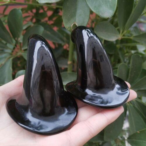Natural Obsidian Guide Cap Quartz Handcarved Skull Crystal Gift Healing 1PC