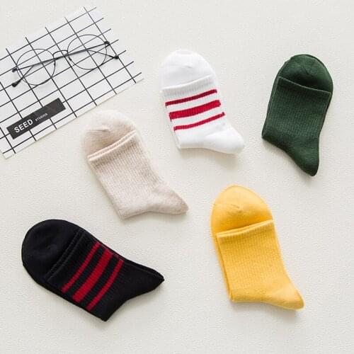 Women Socks Ankle Cotton White Black Red Stripe Solid Ladies Sports Socks for Girls Japanese Style Thin Female Short Socks