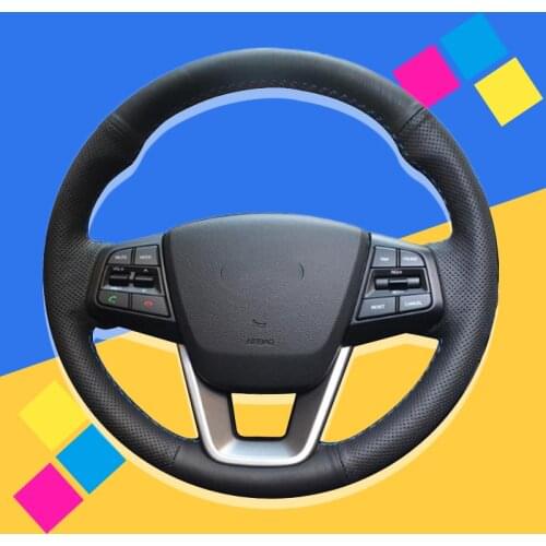 Auto Braid On The Steering Wheel Cover for Hyundai ix25 2014-2016 Creta 2016 2017 Interior Accessories Hand Sew Car Car-styling