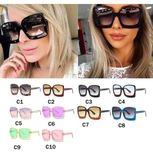Wholesale 10 color Luxury Sunglasses Women Oversized Shades Black goggles Vintage Plastic Big Square Sunglasses Men Bulk Eyewear