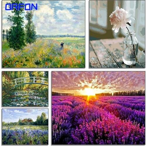 ORFON Frame DIY Painting By Numbers Kits Landscape Wall Art canvas pictures by numbers Home Decor 40x50cm Gift
