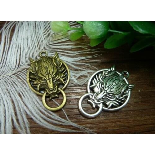 20 pcs Antique Bronze / Antique Silveer Alloy Angry Wolf Charms Pendant,You can also use it as connectors,27*40mm