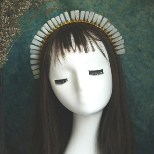 Legend of jade Raw white jade crown real stone handmade headband the most beautiful bride BOHO party dress and hair accessories