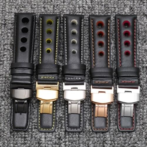 Leather Watch Wristband Stainless Steel Folding Clasp Substitute Tissot T91/1853/PRS516 Racing Mens 20MM Strap