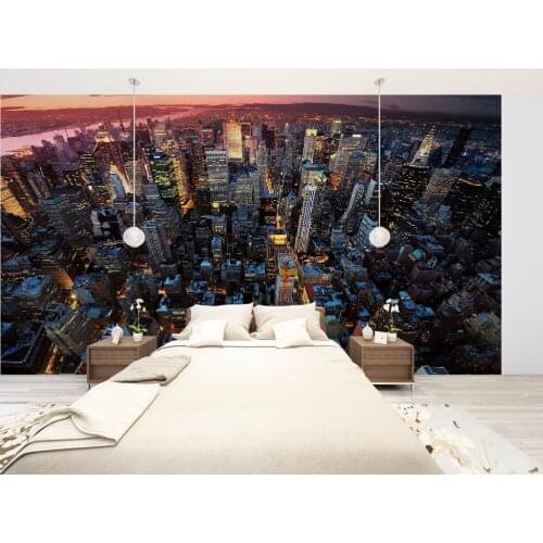 Custom Size 3D Photo Mural City overlooking Removable Wall Papers Self-adhesive Vinyl Wall Sticker Art Home Decor Mural
