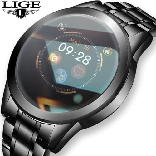 LIGE 2021 New Smart Watch Men Heart Rate Blood Pressure Information Reminder Sport Waterproof Smart Watch for Android IOS Phone