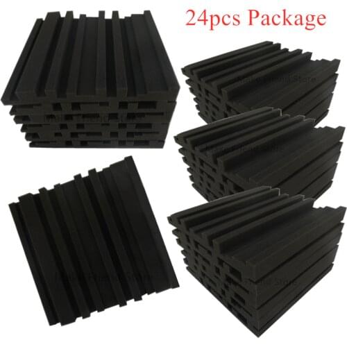 24Pcs 300x300x30mm Studio Acoustic Foam Soundproofing Foam Wedges Protective Sponge Soundproof Absorption Treatment Wall Panel