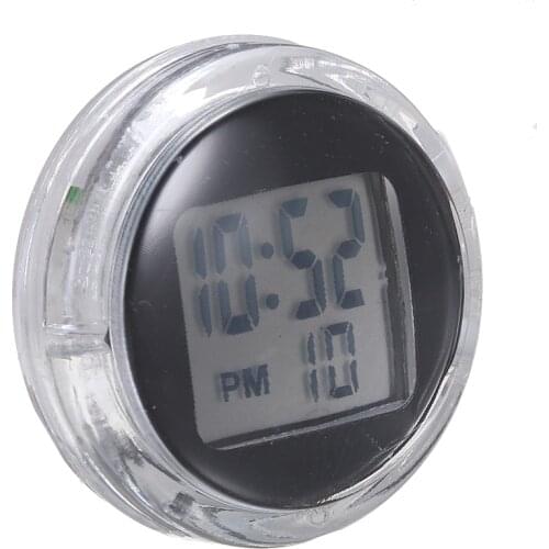 Treyues 1PC Motorcycle Mini Digital Clock With Button Battery Stick-On Waterproof Universal Motorbike Interior Decoration