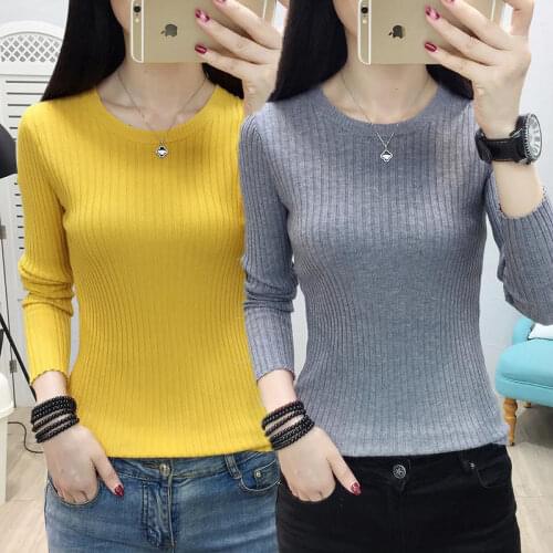 Spring/Autumn Womens Knit Sweaters O-Neck/Half Turtleneck Optional Fashion Korean Style Full Color Pullovers Slim Base Shirt