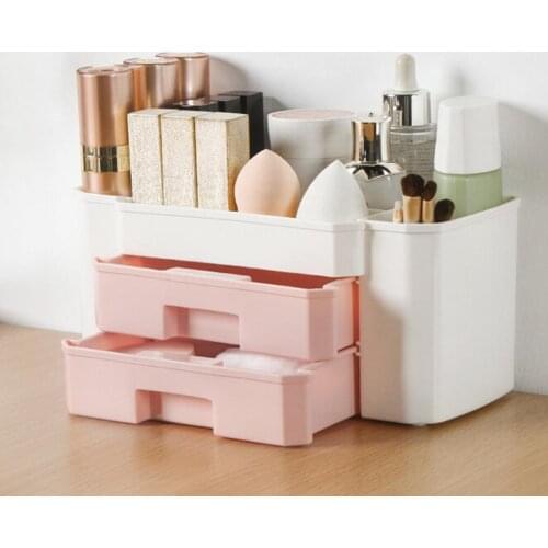 Large Capacity Desktop Makeup Organizer Lightweight Cosmetic Storage Box Fashion Drawer Design Case Brush Lipstick Holder