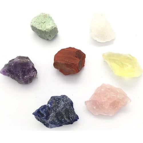 High quality natural colorful 7 seven chakra rough stone reiki raw stone set for decoration
