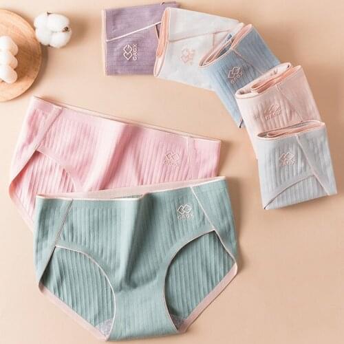 Wasteheart Women Fashion Green Skin Cotton Mid Waist Panties Underwear Lingerie Briefs Underpants M L XL Seamless Plus Size