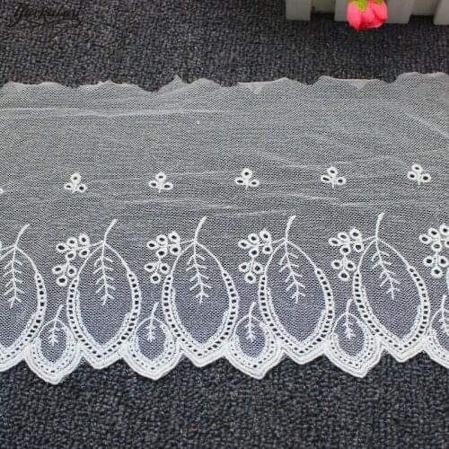 YACKALASI Cotton Lace Eyelet Embroidered Appliqued White Soft Tulle Lace Fabrics Scalloped Sewing Apparel Trims Vintage 18CM
