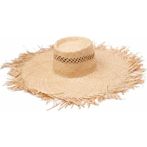Women Summer Straw Raffia Handmade Hollow Oversize Wide Brim Sun Hat Panama Outdoor Vacation Casual Beach Hats Sitka Sun Visor