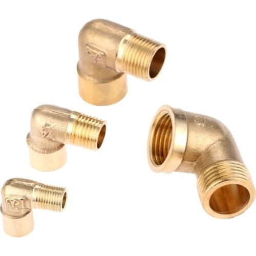 1Pc 1/8" 1/4" 3/8" 1/2" BSP Female X Male Thread 90 Degree Copper Brass Elbow Pipe Fittings Connector Coupler for Air Water Fuel