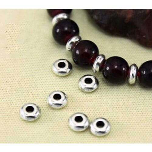100pcs/lot Silver Plated Flat Round Tiny Metal Beads 5mm Decoration Beading Spacer Accessories DIY Jewelry Making Bracelets