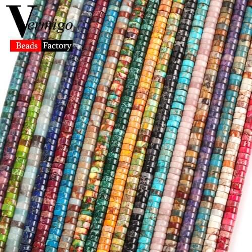 115pcs Natural Stone Beads 6*3mm Amazonite Opal Turquoises Sea Sediment Jaspers Rondelle Beads for Jewelry Making Diy Bracelet