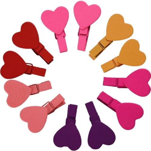 New 12Pcs Mini Heart Love Wooden Clothes Photo Paper Peg Pin Clothespin Craft Clips Dropshipping