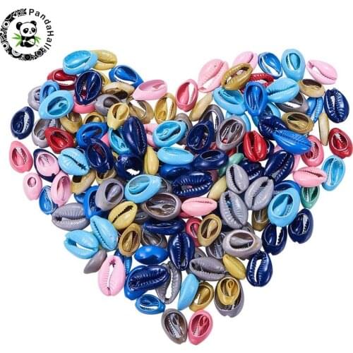 200pcs Colorful Beach Shell Beads Dyed Cowrie Shell Pendants DIY Handmade Charm Necklaces Bracelet Earring Jewelry Making