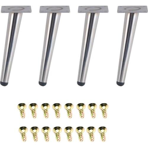 4Pcs Stainless Furniture table legs Load 900KG TV Cabinet Foot Sofa Leg Hardware Cabinet feet 20CM Silver Tapered Leg