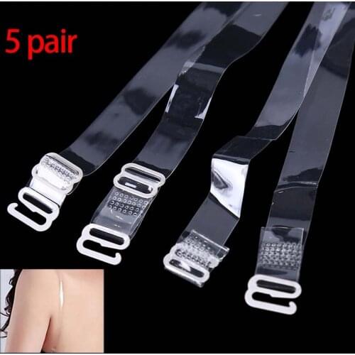 5Pairs=10Pc Adjustable Metal Buckle Bra Straps Belt Womens Elastic Transparent Silicone Invisible Intimates Women Accessories