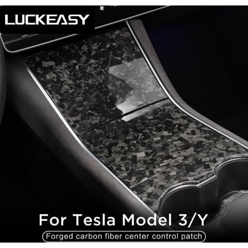LUCKEASY interior accessories car central control protective patch For Tesla Model 3 ModelY 2017-2020 forged marble carbon fiber