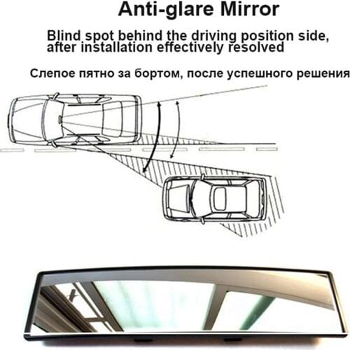 Antiglare Car Interior Rear View Mirror Panoramic Clip-on Wide Angle Rearview Mirrors Wire Drawing Frame Styling