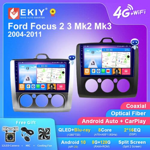 EKIY Android 10 Car Radio For Ford Focus 2 3 Mk2 Mk3 2004 2005 2006-2011 Carplay Android Auto Multimedia Player Stereo 2din DVD