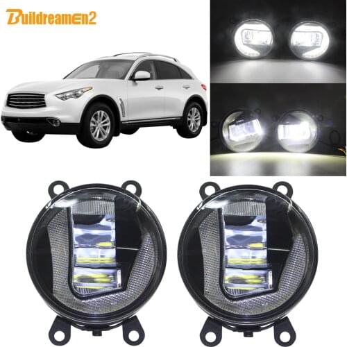 Buildreamen2 Car LED Projector Fog Light DRL Daytime Running Light White 12V For Infiniti FX FX45 FX50 FX30D FX35 FX37 2006-2015