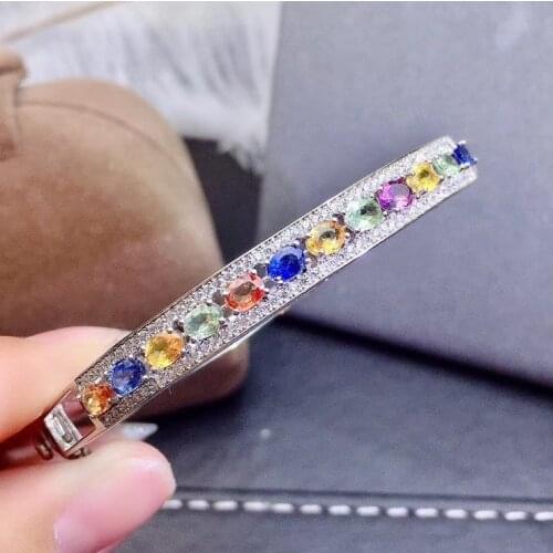 Natural color sapphire bracelet, fashionable, 925 silver novel design, womens favorite jewelry