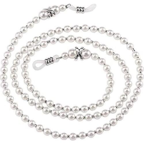 White Glasses Chain for Women Pearl Mask Chain Lanyard Trendy Glasses Strap Sunglasses Cords Casual Glasses Accessories