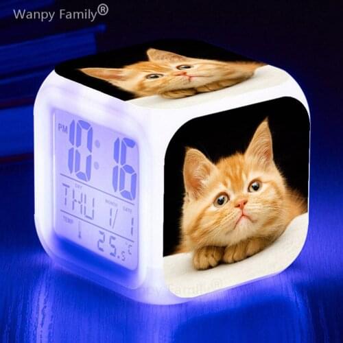 2020 New Pet cat alarm clocks Childrens room desktop light night electronic alarm clock for the childrens birthday gifts