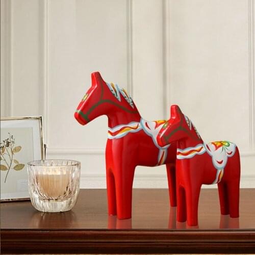 Swedenn Wooden Horse Children Toy Modern Decoration Nordic Statue Art Sculpture Home Decoration