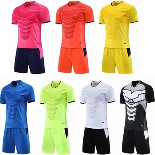 Men short sleeve black soccer jersey set yellow adult football uniform man green team soccer shirt customized name DIY number