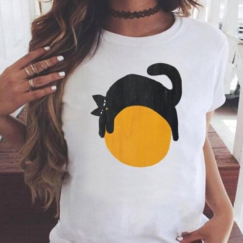 Women t-shirts Fashion Cat ball Print Short Sleeve Summer Ladies tshirts Female Tees Graphics O-neck streetwear tshirt femme