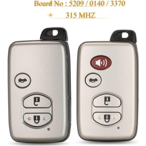 Kutery 3/4 Buttons Smart Remote Car Key Fod 315MHZ ID74 Chip Board No: 3370 0140 5290 For Toyota Camry 2007 2008