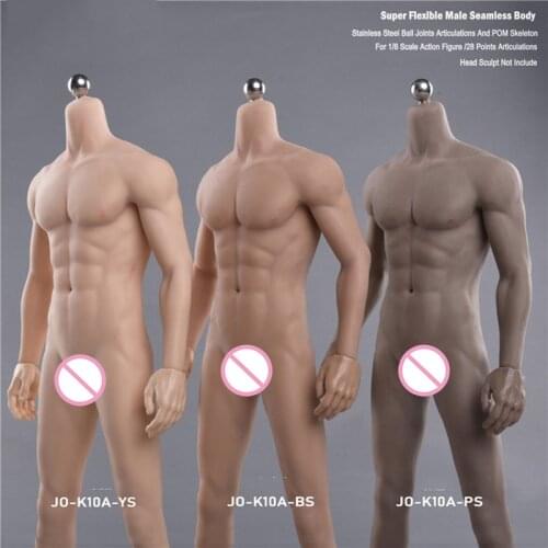 JOK-10 Black/Normal/Suntan Skin 1/6 Bodybuilding Male Super-Flexible Seamless Body Stainless steel Skeleton with Genitalia