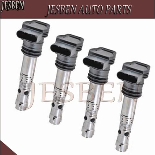 4PCS Ignition Coil fit for AUDI VW BORA GOLF NEW BEETLE PASSAT POLO SKODA OCTAVIA SEAT IBIZA LEON 1.8T NO# 06B905115P 0986221024