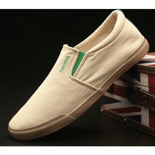 New Men Green Black Gray Khaki Vulcanized Lazy Canvas Shoes Mens Designer Sneakers Fashion Men Canvas Driving Shoes A23-46