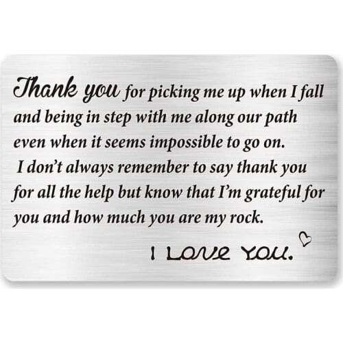 Engraved Wallet Card for Boyfriend Men Husband Fiance Girlfriend,Love Note Cards for Him Her, Best Birthday Christmas Gifts