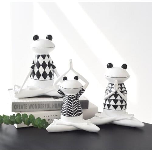 Creative 3d Frog Statue Nordic Modern Abstract Resin Yoga Ornaments Living Room Tv Wine Cabinet Decor Kawaii Accessories