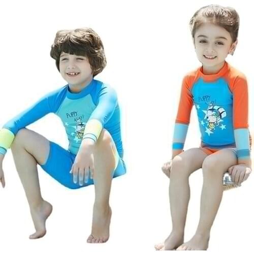 DIVE&SAIL Girls Swimsuit Kids Long Sleeve Two Piece Swimwear Boys Bathing Suit UPF50 Rash Guard Kids Swimming Suit Girl Boy Swim